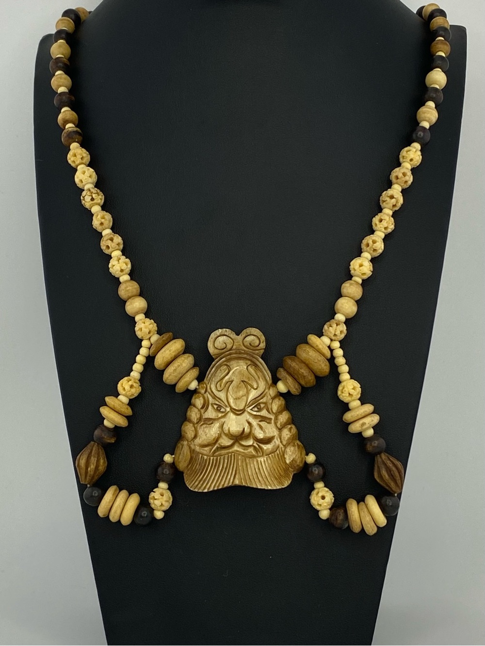Elaborate Carved Bone Mask Statement Piece